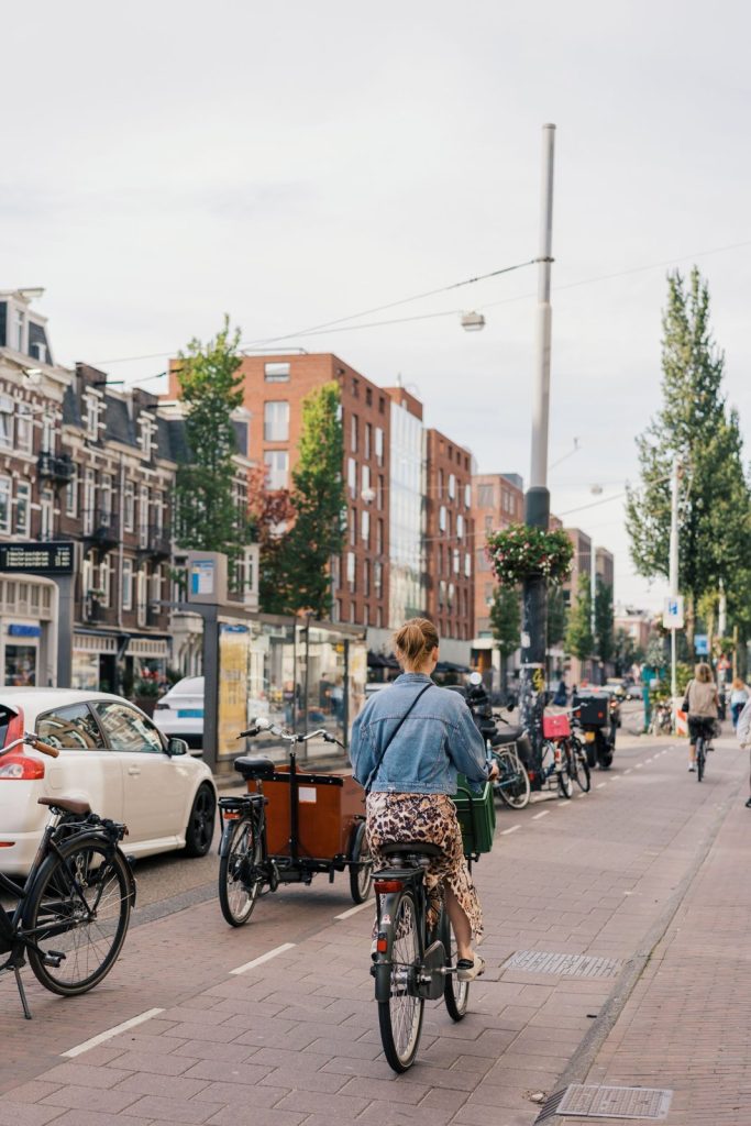 Cyclists share a street in Amsterdam
